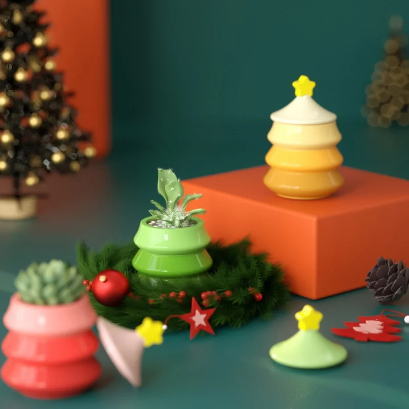 شجرة عيد الميلاد شكل زخرفة صنع كوب شمعة الجبس قالب من السيليكون لتقوم بها بنفسك الروائح زهرية تخزين جرة مع غطاء قالب راتنجات الايبوكسي