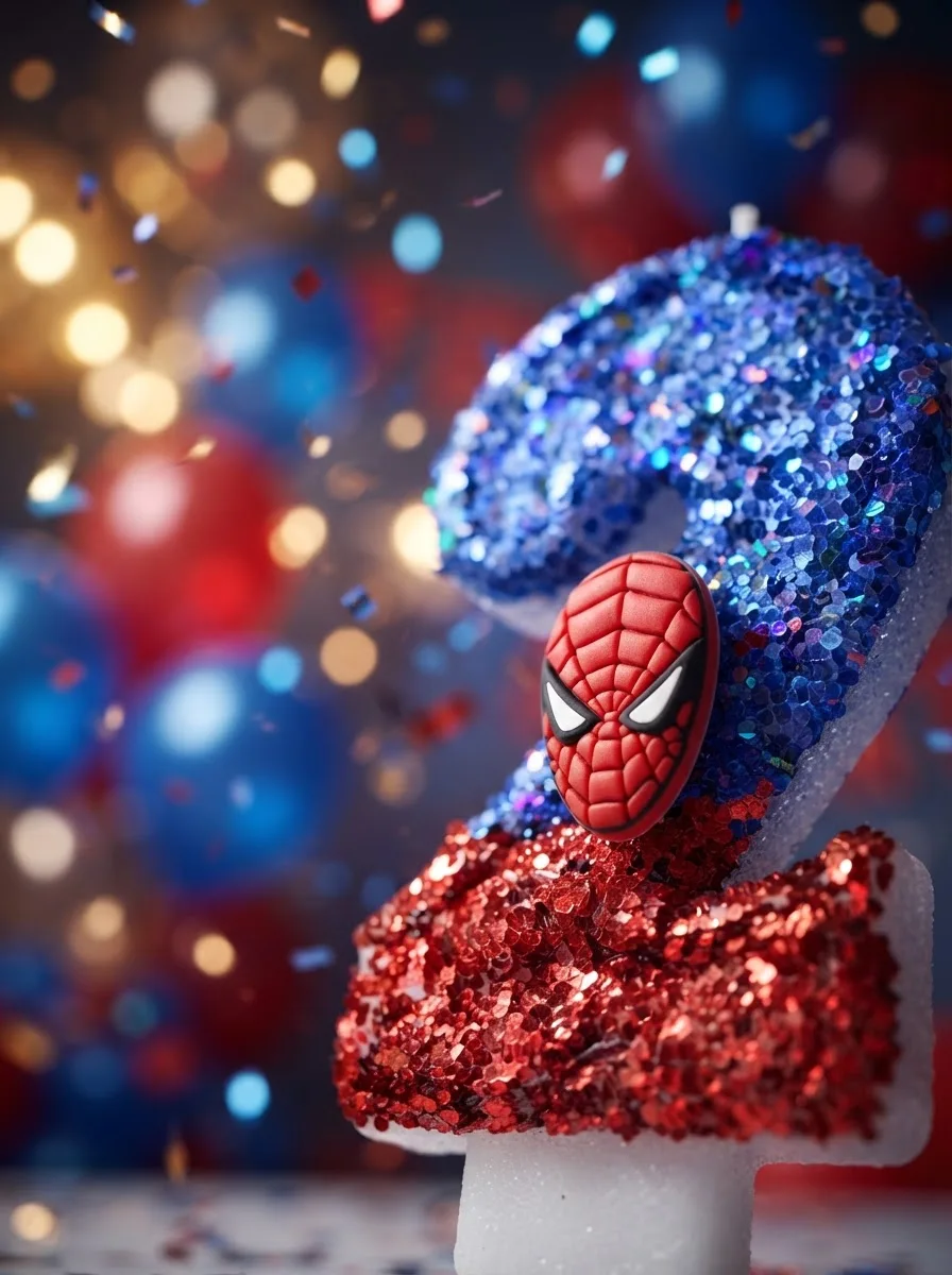 Spider-Man head portrait red and blue digital candles, Halloween and party decoration gifts, birthday and anniversary candles