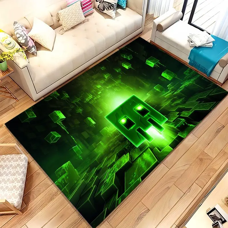Block Style S-Sandbox Pixel Game Cartoon Soft Non-Slip Large Area Rug for Living Room,Bedroom Carpet Mat for Sofa,Home Decor