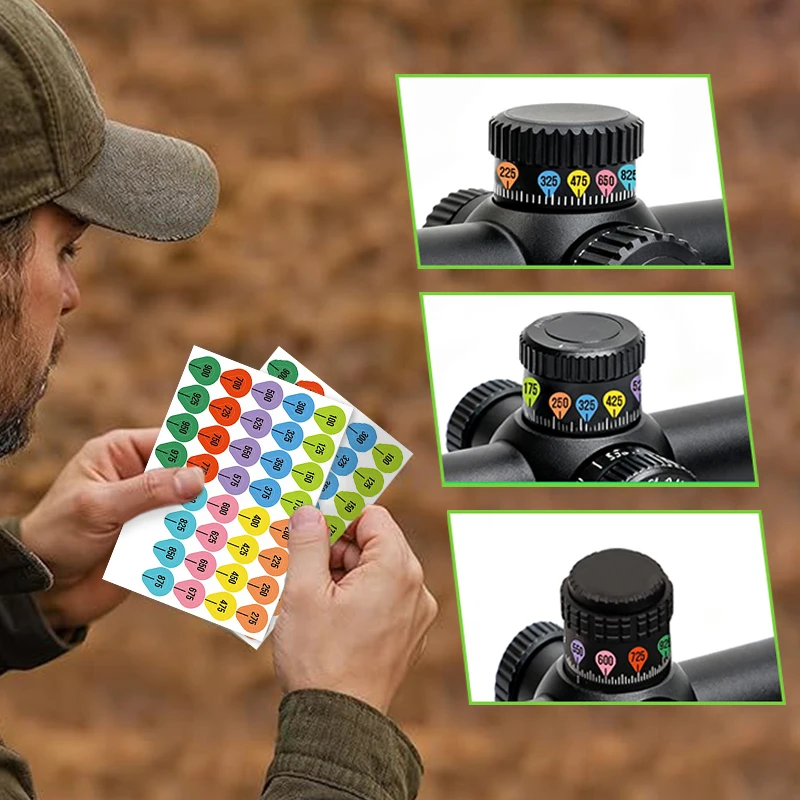 New Sale 5/10 Sheets Rifle Scope Turret Stickers, Rifle Scope Turret Tags For Long Range Shooting Hunting, Fit Most Scope Caps