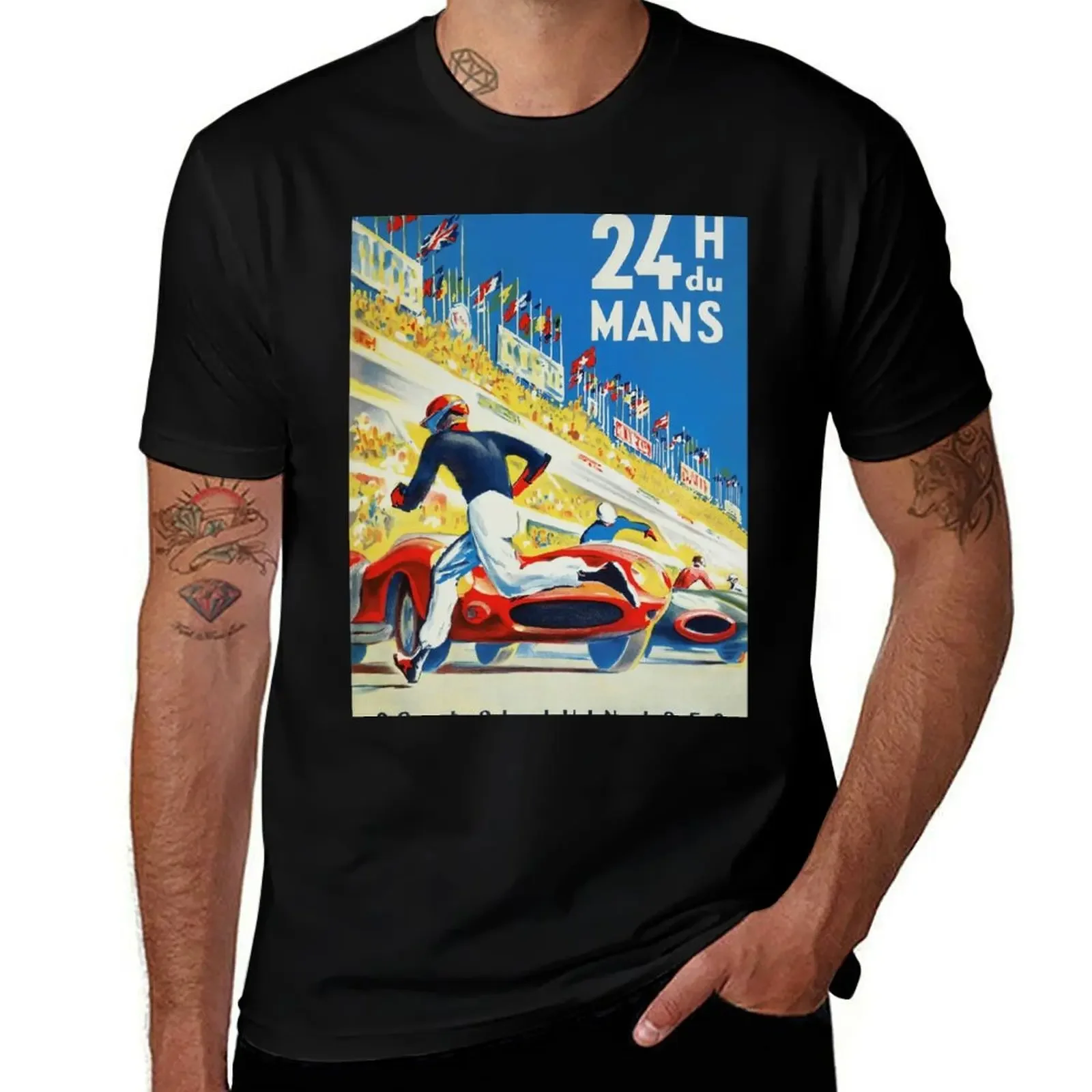 Le Mans, 24 Hour Car Race, 1959 Car Race Vintage Poster T-Shirt Blouse funny shirt cotton mens big and tall t shirts