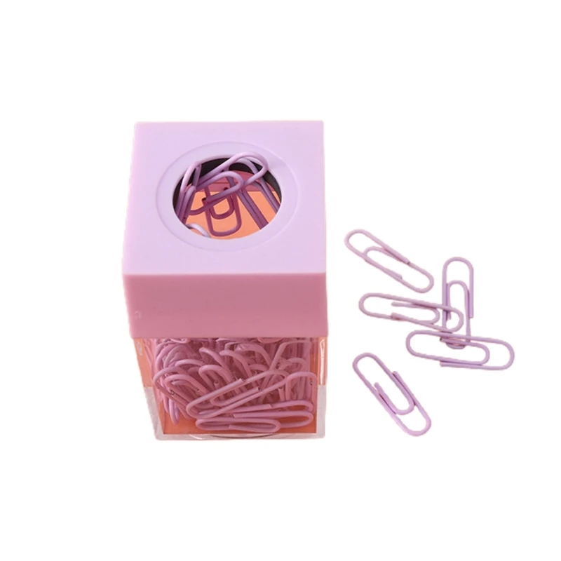 Colorful Paper Clips Storage Box Magnetic Paperclips Holder Dispenser for School