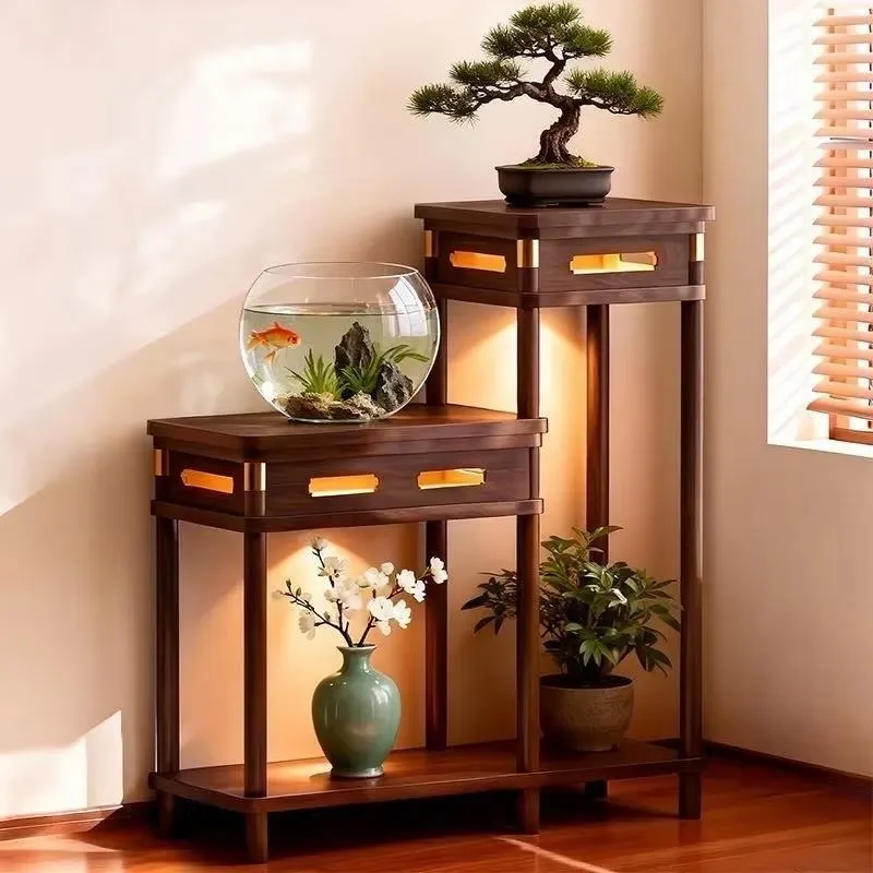 Multi Layer Solid Wood Flower Stand Floor to Ceiling Plant Display Rack for Living Room Home Decor Pot Holder Shelf