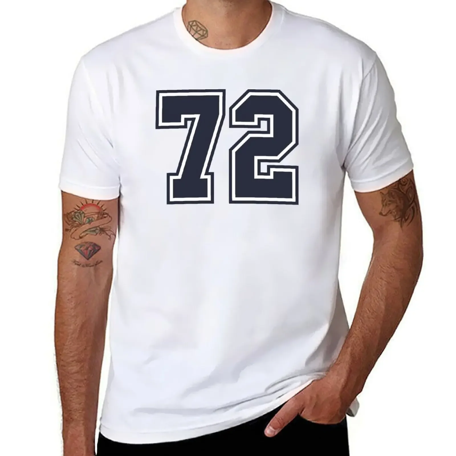 72 Sports Number Seventy-Two T-Shirt blanks men Summer fashion New Arrival Cotton Short Sleeve heavyweight Round Collar Outfits