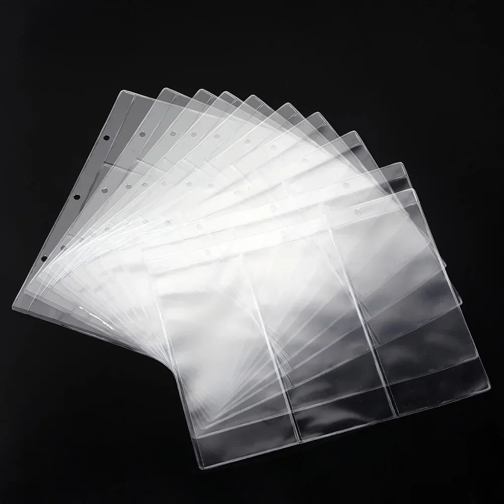 10Pcs Paper Money Album Accessories Accessory Banknotes Binder Currency Folders Holder PVC Portable Sheet Sleeves