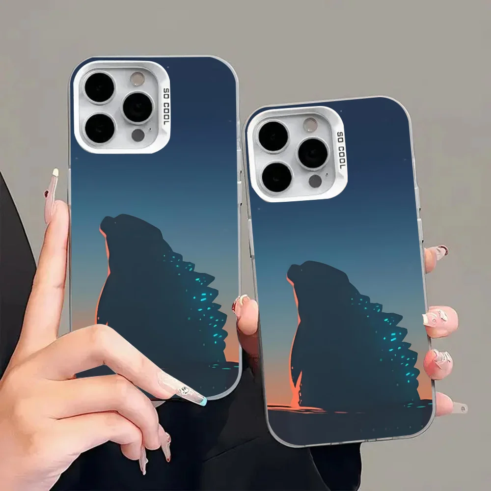 EPC Classic Sci-fi Monster Godzillas Чехол для телефона IMD Цвет Серебристый корпус для IPhone 16, 15, 14, 13, 12, 11 Pro Max Plus