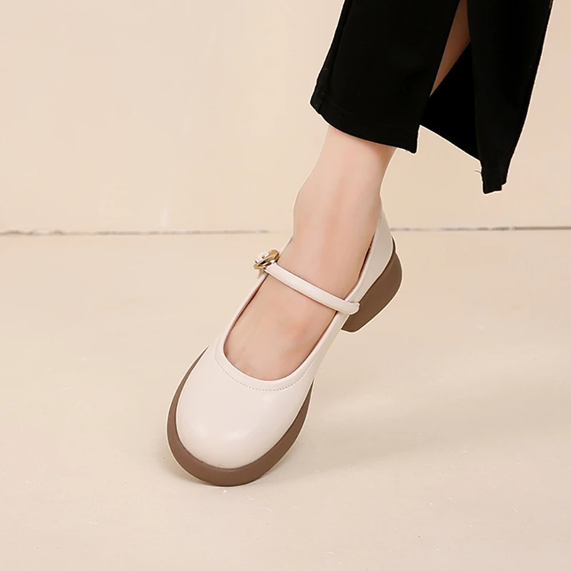 Womens Loafers Shoes Shallow Mouth Round Toe Patent Leather Ballet Flats Female Footwear Slip-on On Heels Dress Mary Janes High image 4