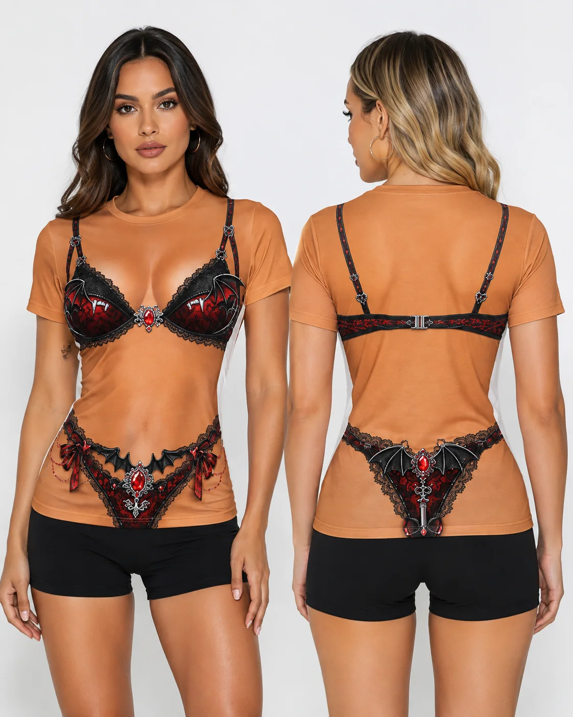 Halloween 3D Print Ghost Bikini T Shirt Funny Costume Shirt Sexy Illusion Tops Party Wear Short Sleeve Streetwear Casual Clothes