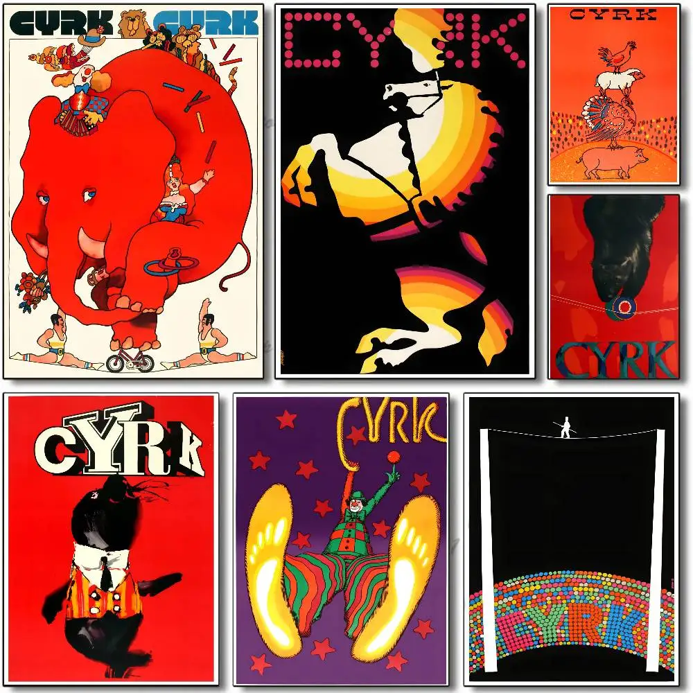 Retro Polish Circus Troup Poster Self-adhesive Art Room Entrance Restaurant Wall Decor Art Painting