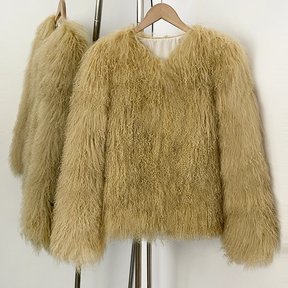 OFTBUY Natural Mongolia Sheep Fur Coat Thick Warm Short Real FurJacket Outerwear Female New Fashion Autumn Winter Clothes Women