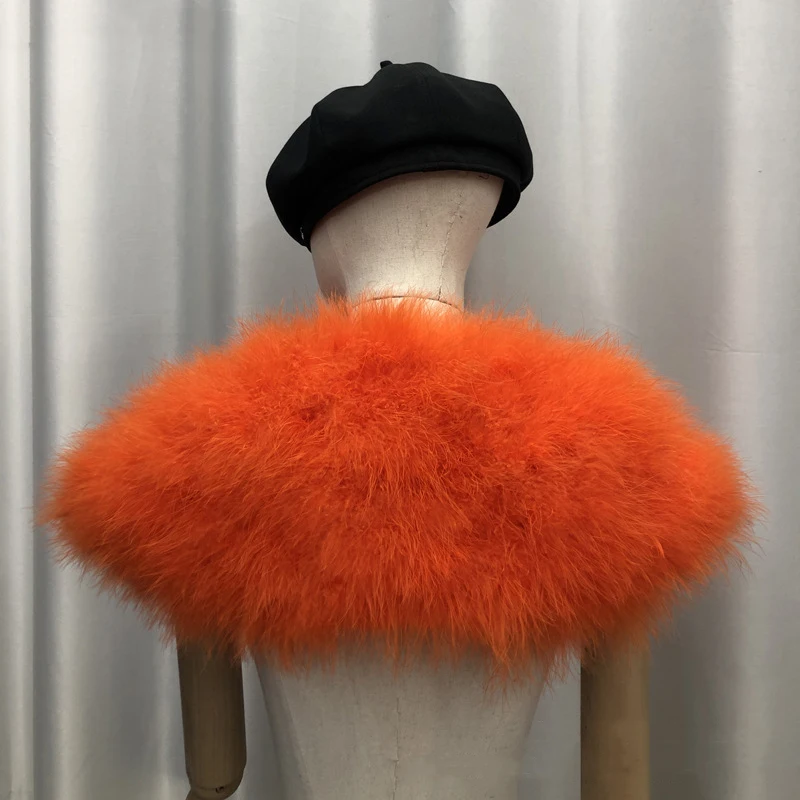 Women\'s Real Ostrich Feather Fur Shrug Shawl Shoulder Wraps Bride Wedding Cape Vintage Accessories Orange Royal Blue