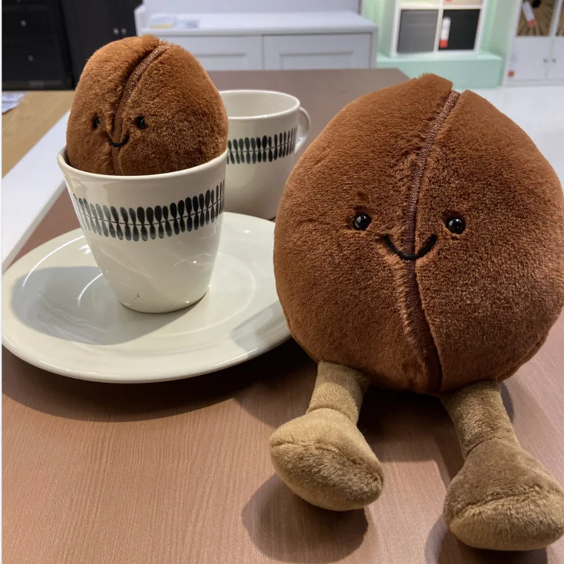 In Stock 13/21cm Jellycat Fun Coffee Bean Doll Cartoon Mini Trumpet Simulation Coffee Kawaii Doll Toys For Children Girls Gifts