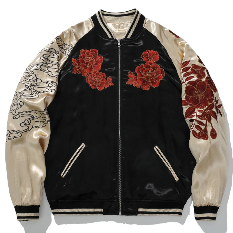 Yokosuka Embroidery Boys double-sided Satin Jacket Baseball Jacket Personality Trend