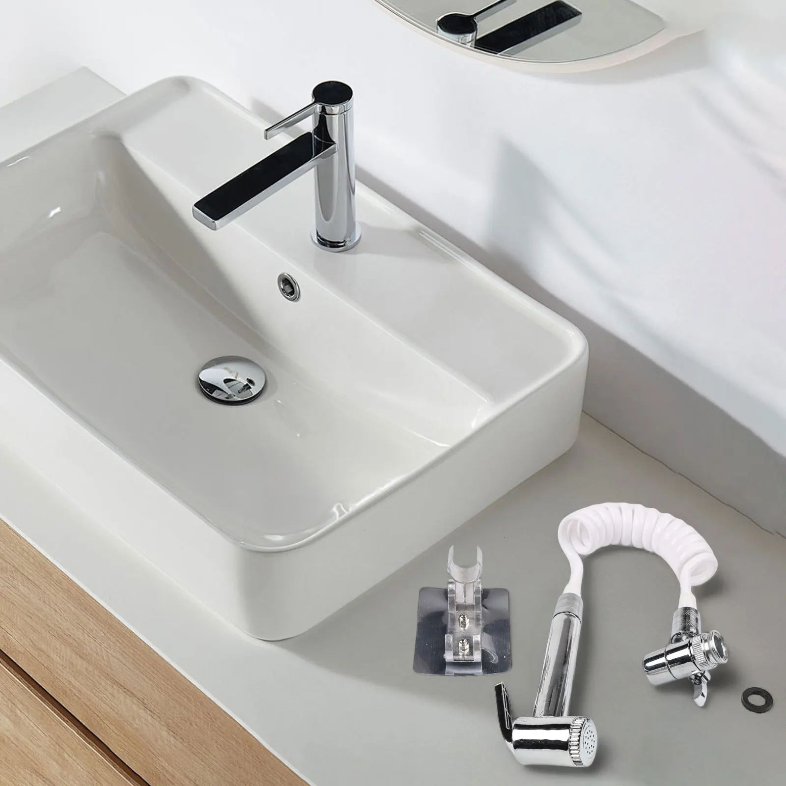 

4pcs Bathroom Faucet Sprayer Sprinkler+Base+Hose+Valve Set For Hand Basin Sink Thread Spray Taps Aerator Shower Head Holder