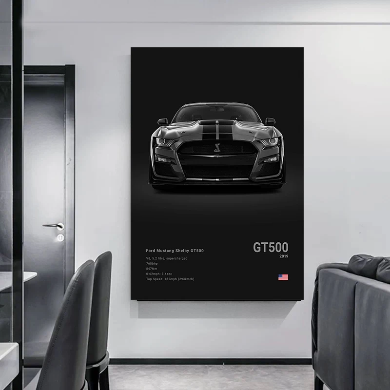 Modern Luxury Sports Car Posters and Prints Black and White Supercar Canvas Painting Wall Art Home Bar Room Decoration Unframed