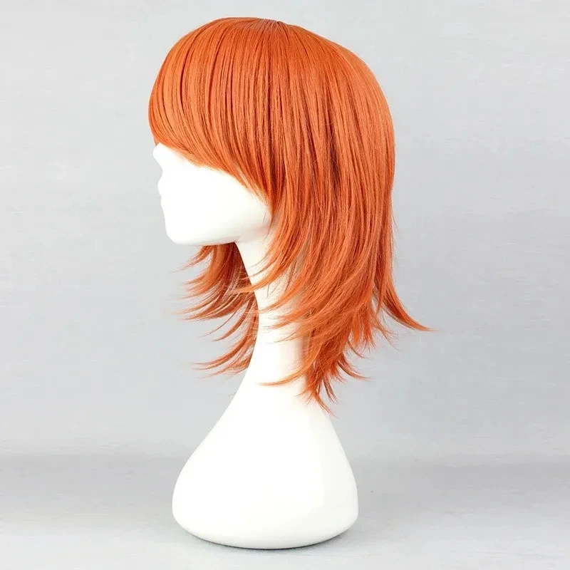 One Piece Nami Cosplay Wig Synthetic Short Wig Orange Haircuts Party Fluffy Female Wig Women Girls Hair Wig Halloween Costume