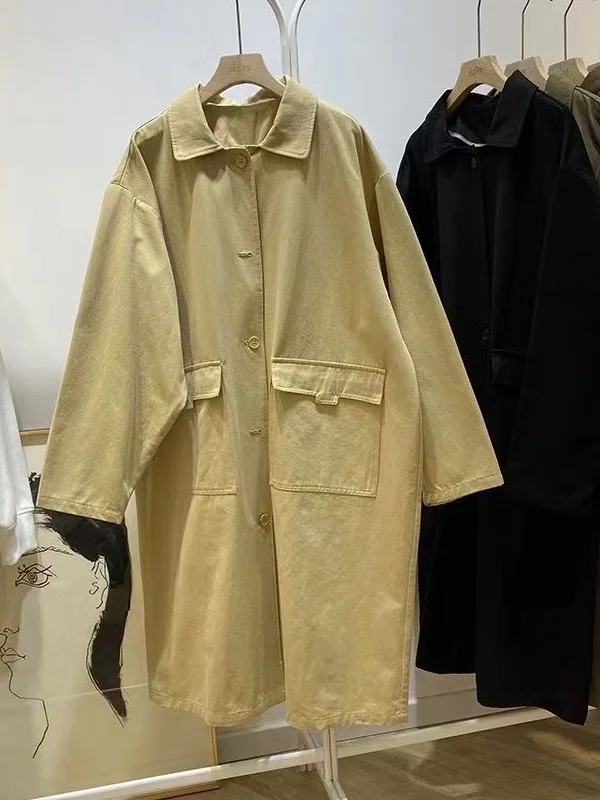 Casual Loose Women's Windbreaker Coat Spring Autumn Workwear  Collar Brand Buckle Elegant Outerwear Female Fashion