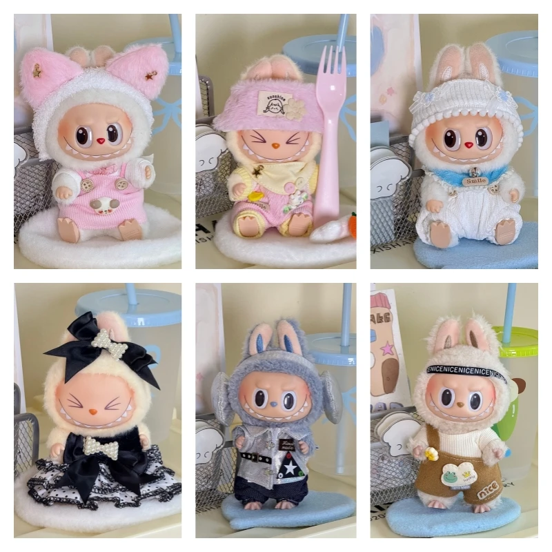 Ropa bonita de Labubu de 17cm adecuada para muñecas V1 V2 V3, monos, camisas, accesorios de ropa DIY, juguetes para niños, regalos