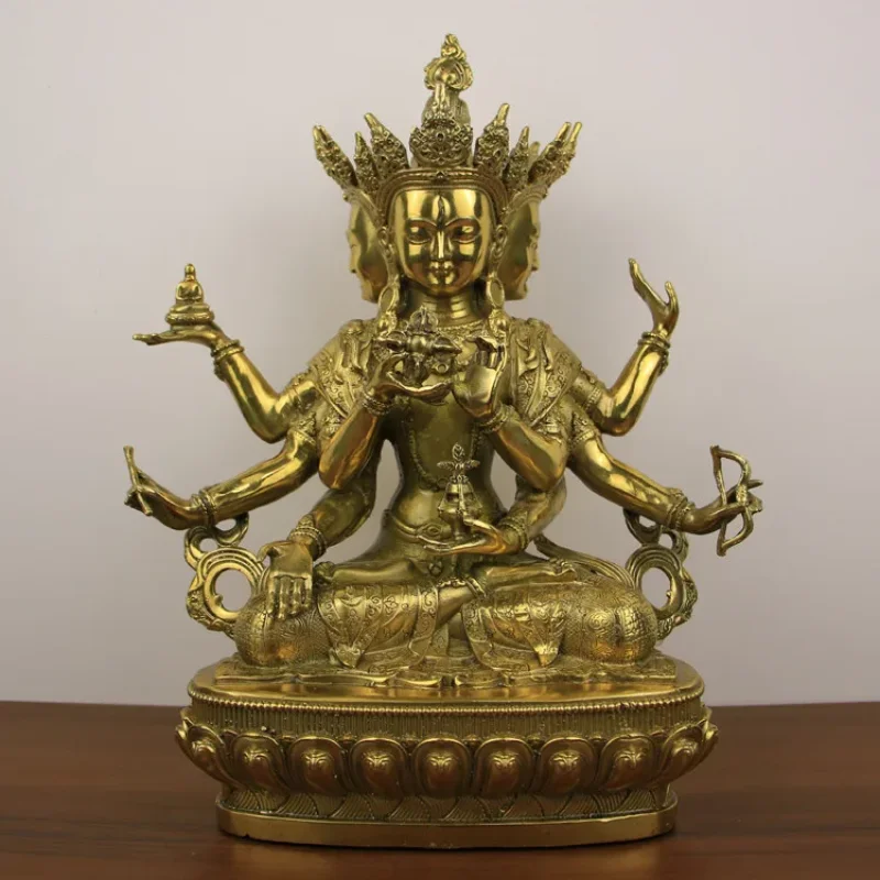 

Pure Copper Dignified Buddha Mother Bodhisattva Statue Piece Longevity Three Bronze Statues