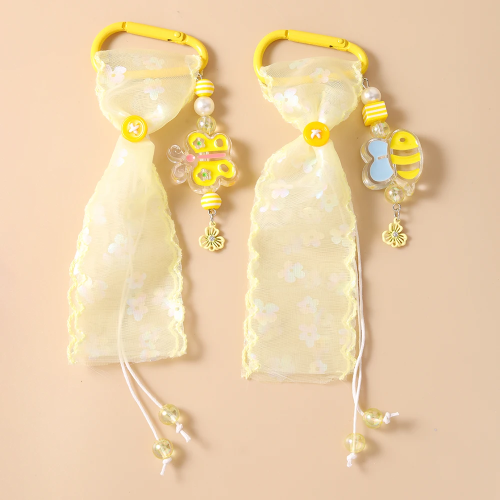 Modische Handgefertigte Schleifen-Schmetterlings-Blumen-Schlüsselanhänger für Autoschlüssel, Damen- und Herren-Handtaschen-Schlüsselringe, Accessoires, DIY-Schmuckgeschenke – Detail 3