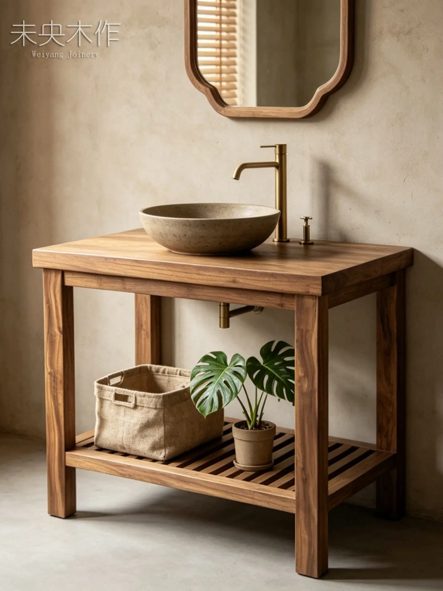 Washbasin Shelf Toilet Wabi Sword Wind Log Wind Storage Floor-to-ceiling small apartment household solid wood bathroom cabinet