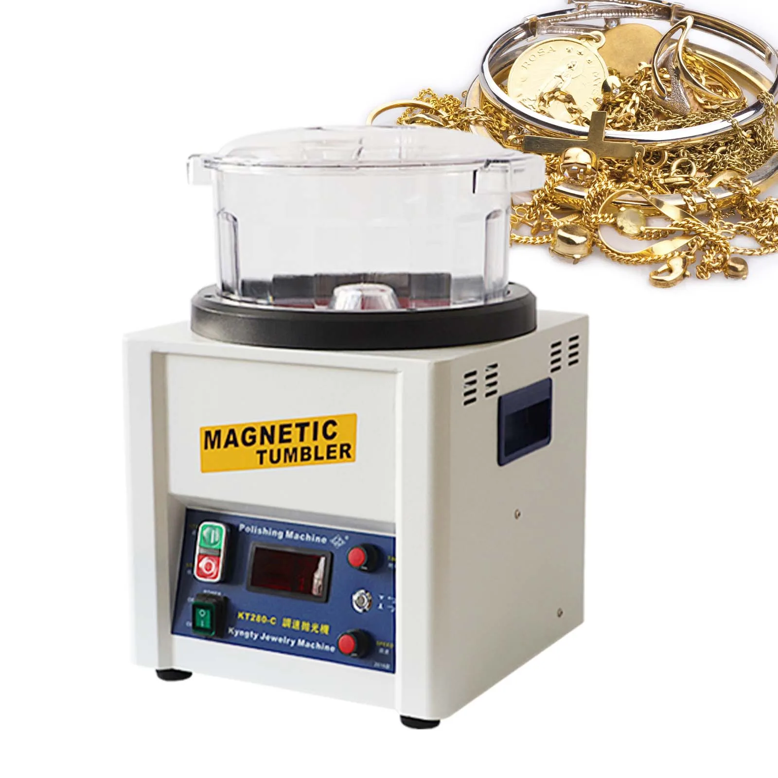 

KT 280 Jewelry Polisher 1.1kg Large Capacity Jewelry Polishing Machine Magnetic Tumbler For Polishing Intricate Details