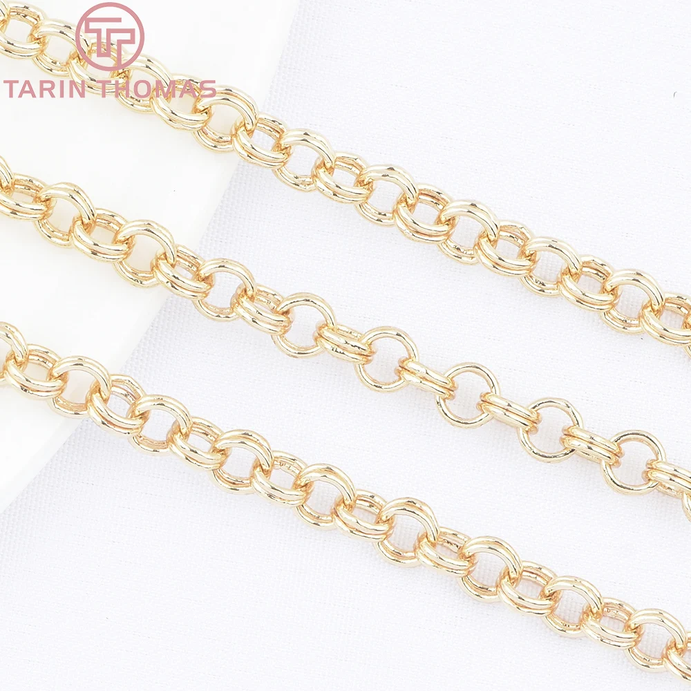 (9852) 24K Gold Color Brass O Shape Double Ring Necklace Chains Bracelet Chains High Quality DIY Jewelry Making Accessories image 5