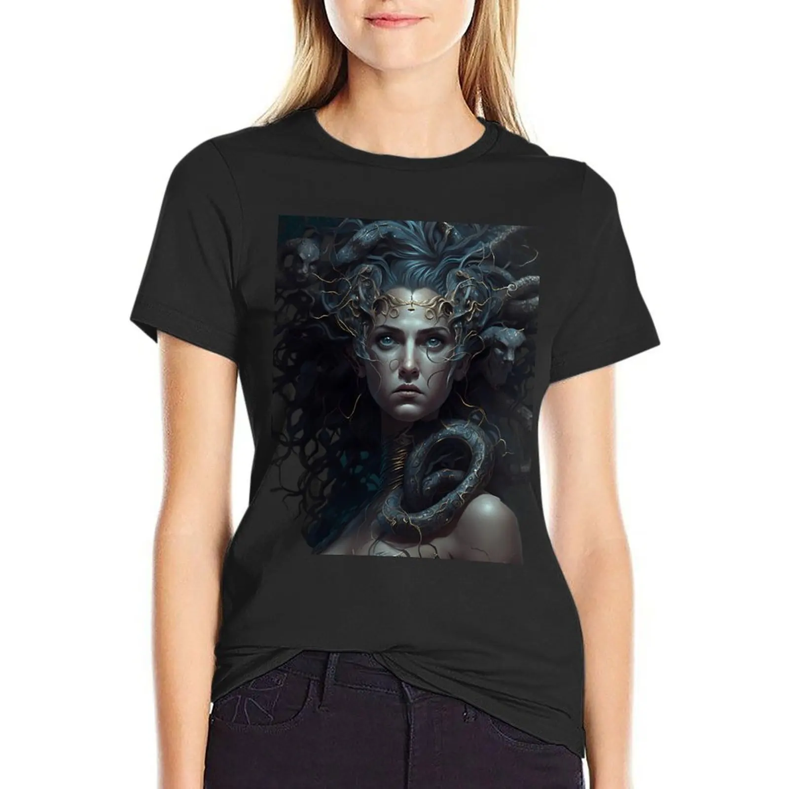 

Medusa AI Art T-Shirt tees funnys female hippie clothes cropped t shirts for Women