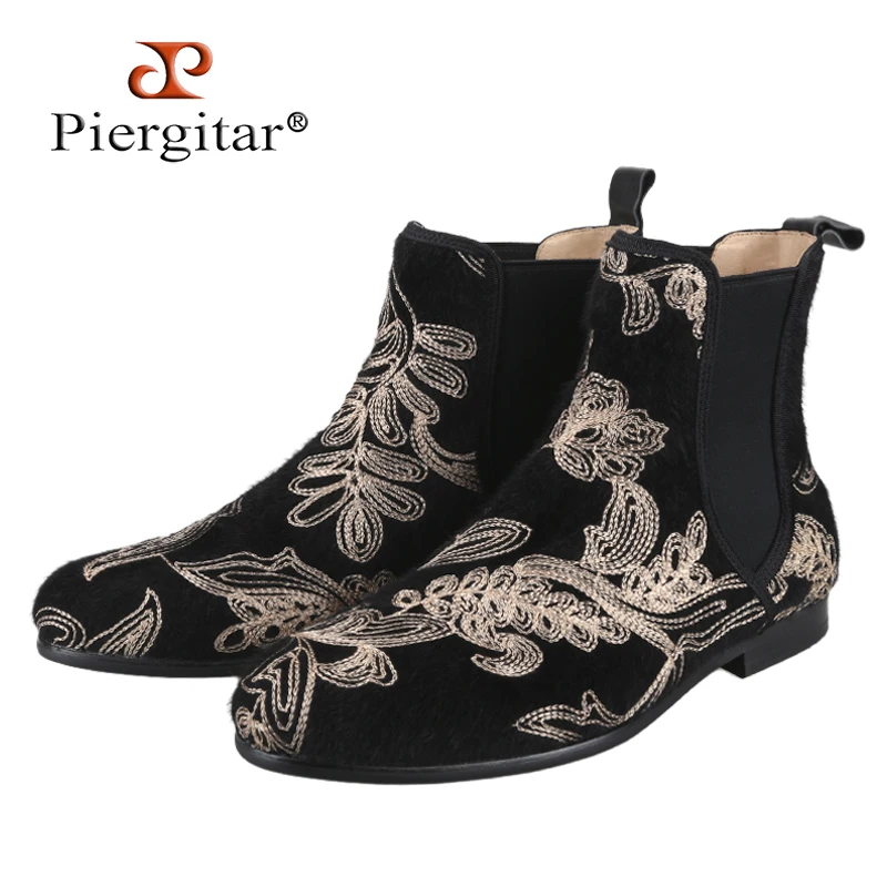 Piergitar 2026 Handmade Men Chelsea's Boots British Classic Style Horsehair Slip-On Boot Outfit-Perfect For All Seasons Wear