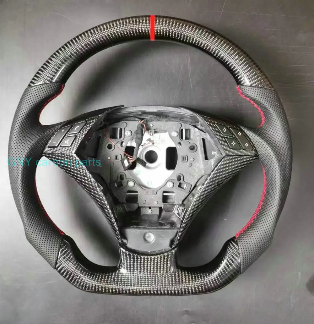 100% Real Carbon Fiber Leather Car Steering Wheel For BMW E60 E61 E62 E63 E64 5 Series 6 Series