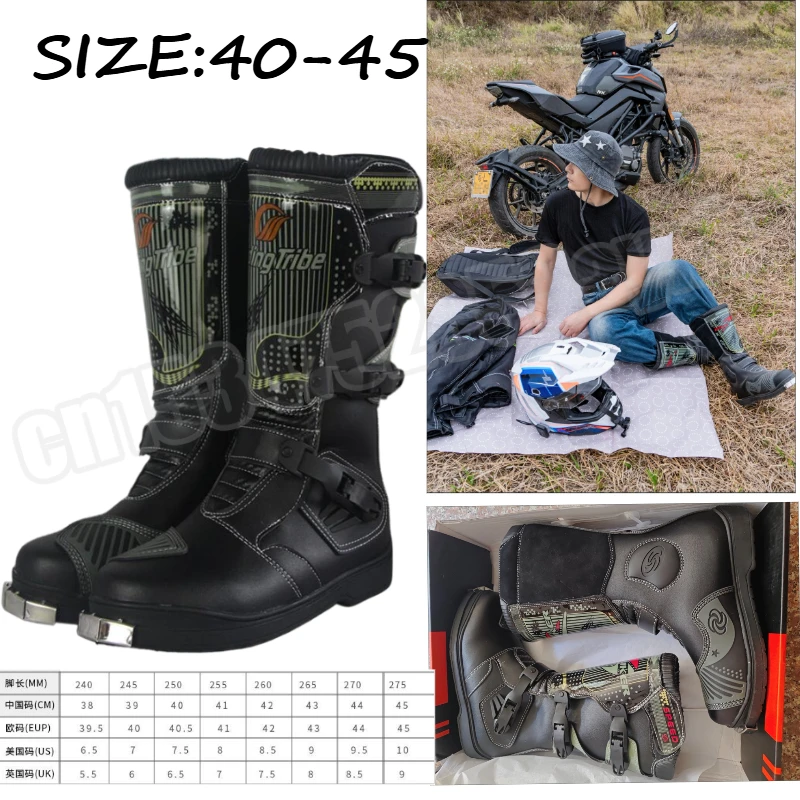 

RidingTribe Off-Road Motorcycle Riding Shoes Boots Long Racing Anti-collision Anti-drop Motorcycle Shoes Boots Men and Women