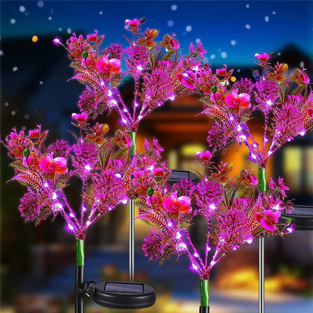 Luz Solar decorativa para jardín al aire libre, luz de flores Phalaenopsis alimentada por energía Solar, impermeable IP65, regalos de jardinería