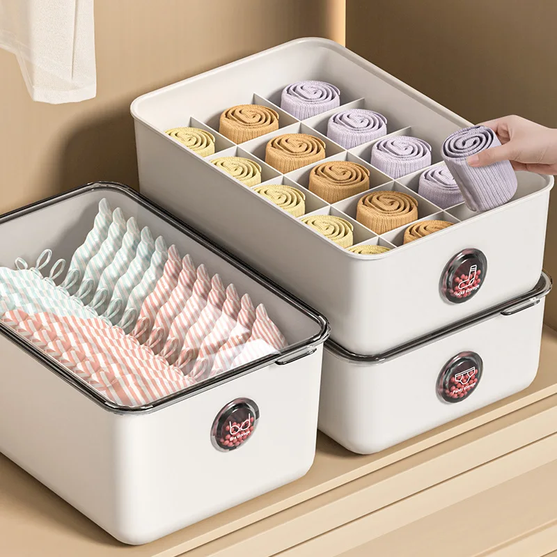 Underwear Socks Lingerie Storage Box Cover Dustproof Home Wardrobe Organizer Grille Three-in-One Innerwear Personalized Clothing