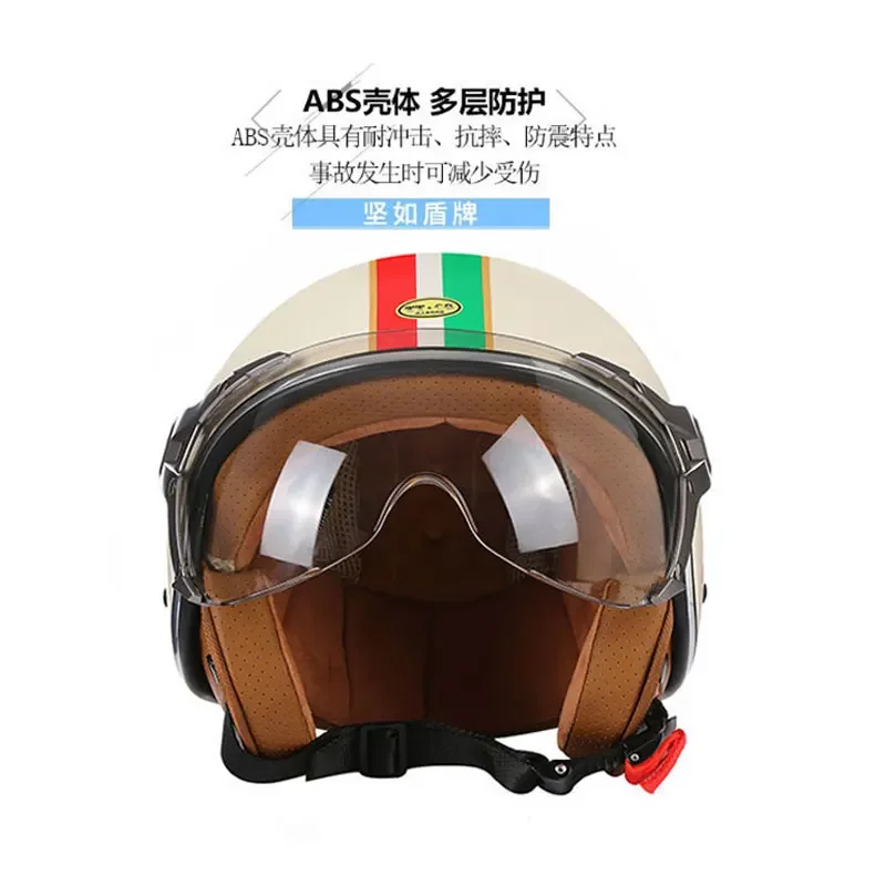 Casque de Moto à Visage Ouvert pour Homme et Femme, Rétro, Hourbike, Vintage, Chopper, Puzzles, Scooter, DOT, Nouveau, 3/4