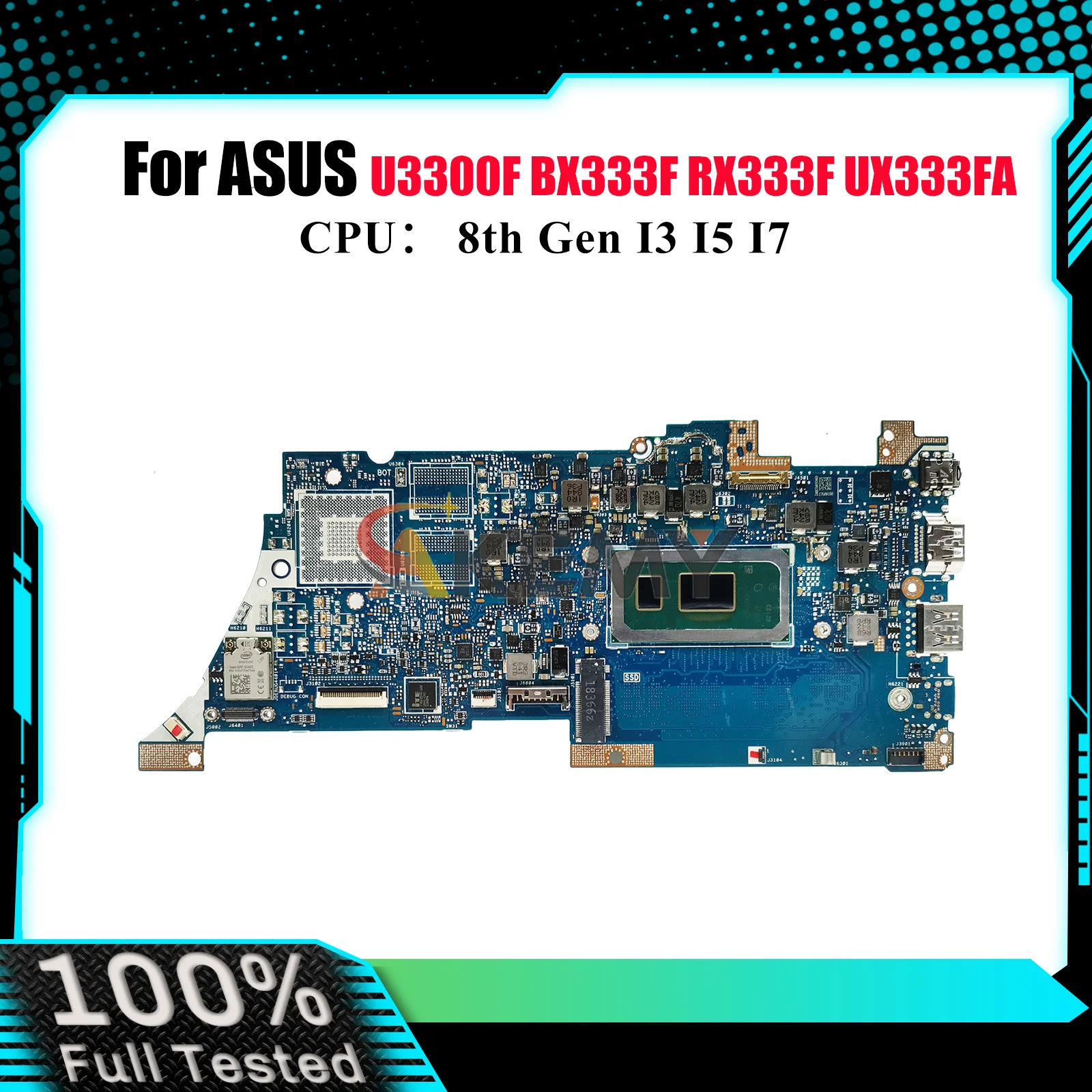 

UX333FA Материнская плата для ноутбука ASUS ZenBook RX333F UX333F BX333F U3300F UX333FN UX333FA Материнская плата для ноутбука с процессором I3 I5 I7 stk