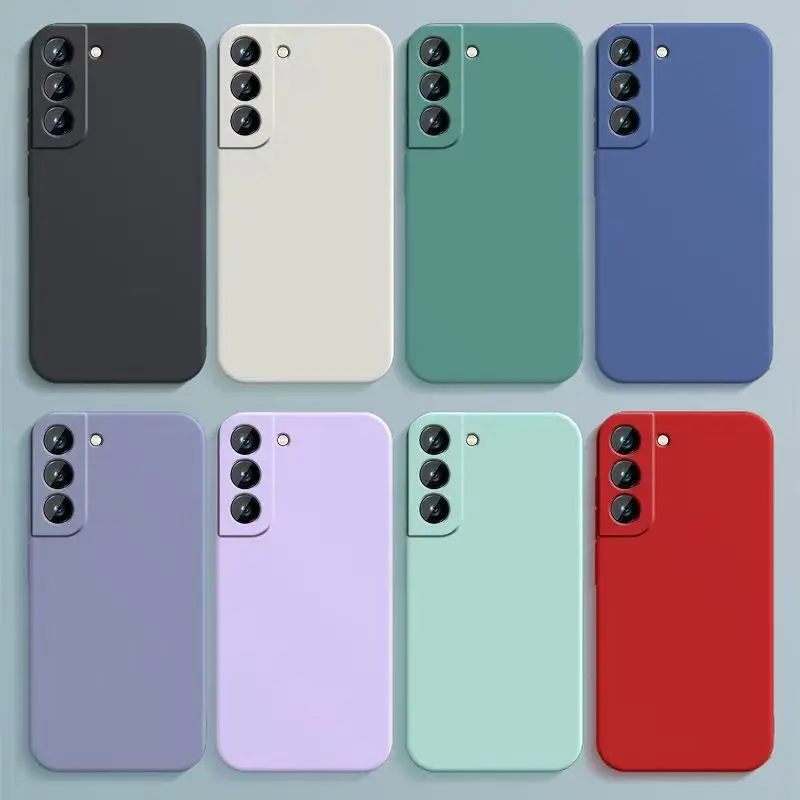Luxury Square Silicone Phone Case For Samsung Galaxy S21 S22 S23 S24 S25 S26 Ultra Plus S20 FE Matte Shockproof Cover