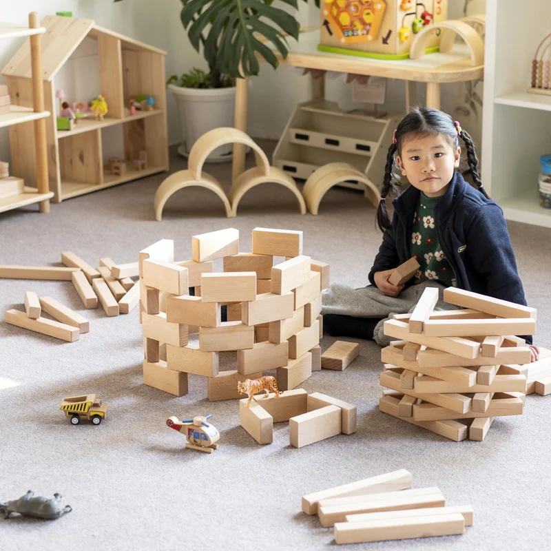 

Kindergarten construction area Solid wood beech building block Indoor large granular natural log building material