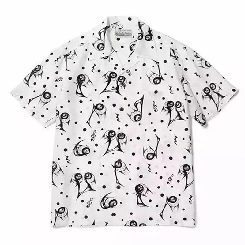 Black White Skull Eye Printing WACK Short Sleeve Shirts Men Woman 1:1 Best Quality Loose Casual Vacation Top Tees