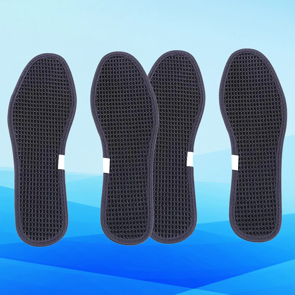 Plantillas de carbón de bambú para zapatos, plantillas de malla, absorbentes de sudor, antiolor, almohadillas para zapatos, deportes, correr, negro, 2 pares