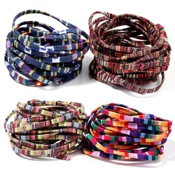 5yards/Lots Multi Colors Cotton Cord Handmade 5mm Flat Fabric Ethnic Rope Textile Wrap Embroider Cords for DIY Bracelets Making