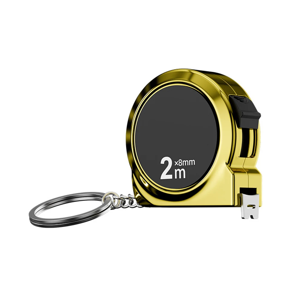 2M Retractable Tape Measure Compact Keychain Mountable for Household Workshop Garden Use Clear Metric Scale Steel Blade