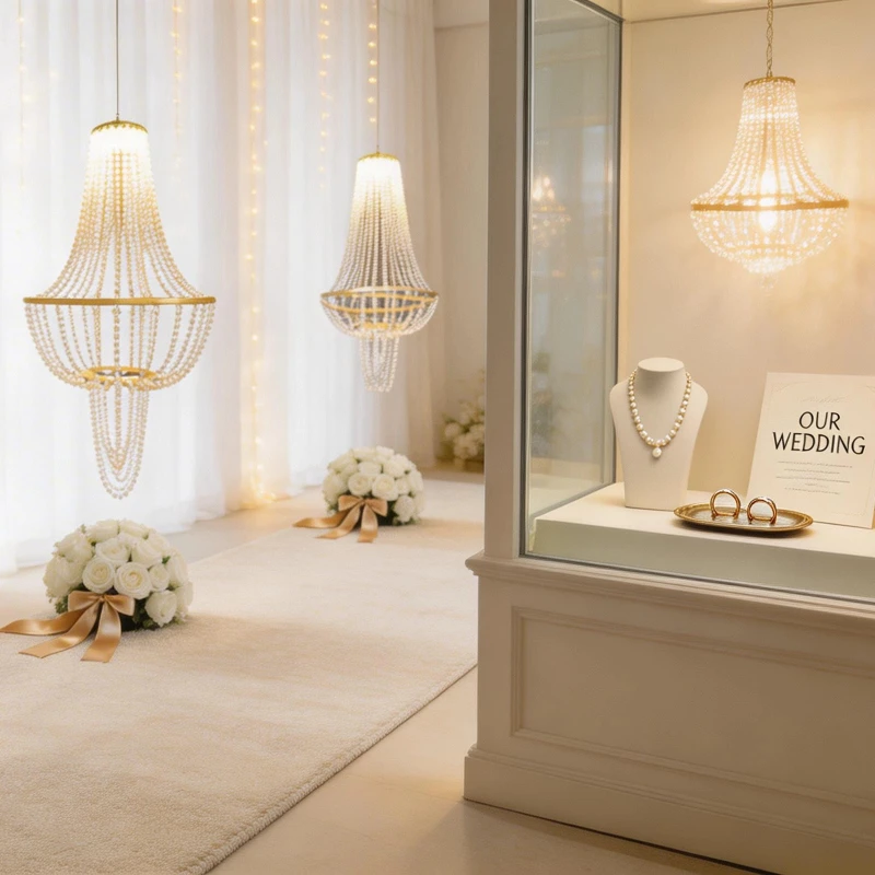 

4pcs Wedding Backdrops Ceiling Road Lead Decoration Setup Pearl Bead Draping Hanging Ornaments For Stage Event Party Decoration