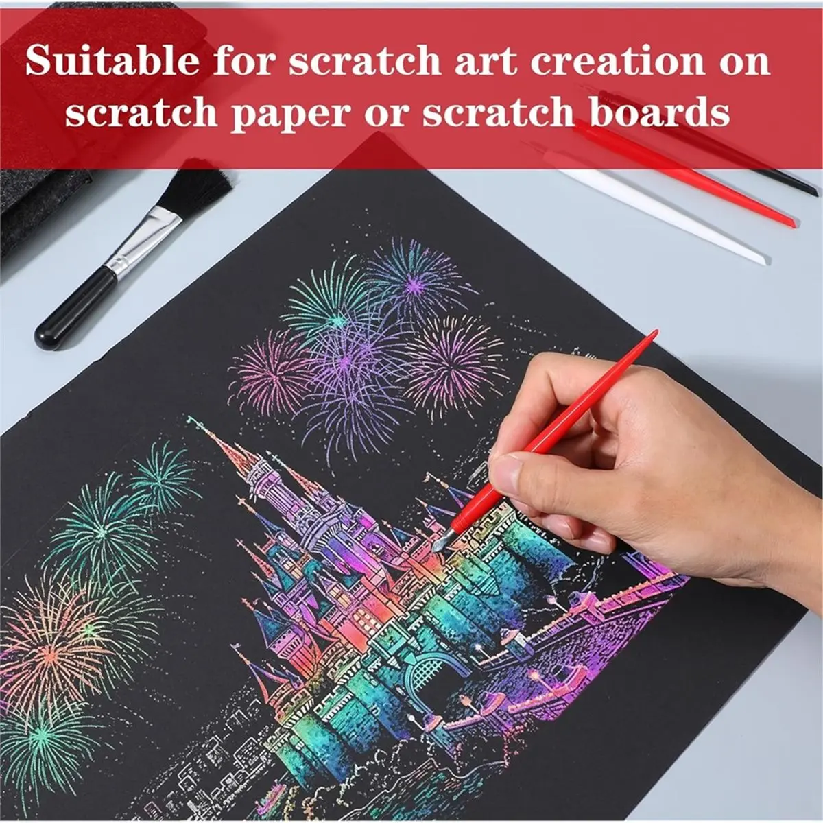 STOCK-20pcs ScratchArt Tools Stylus Sticks Tools for Adults with Bag Pen Color Pens Paper Painting Scratchboard Crafts Set