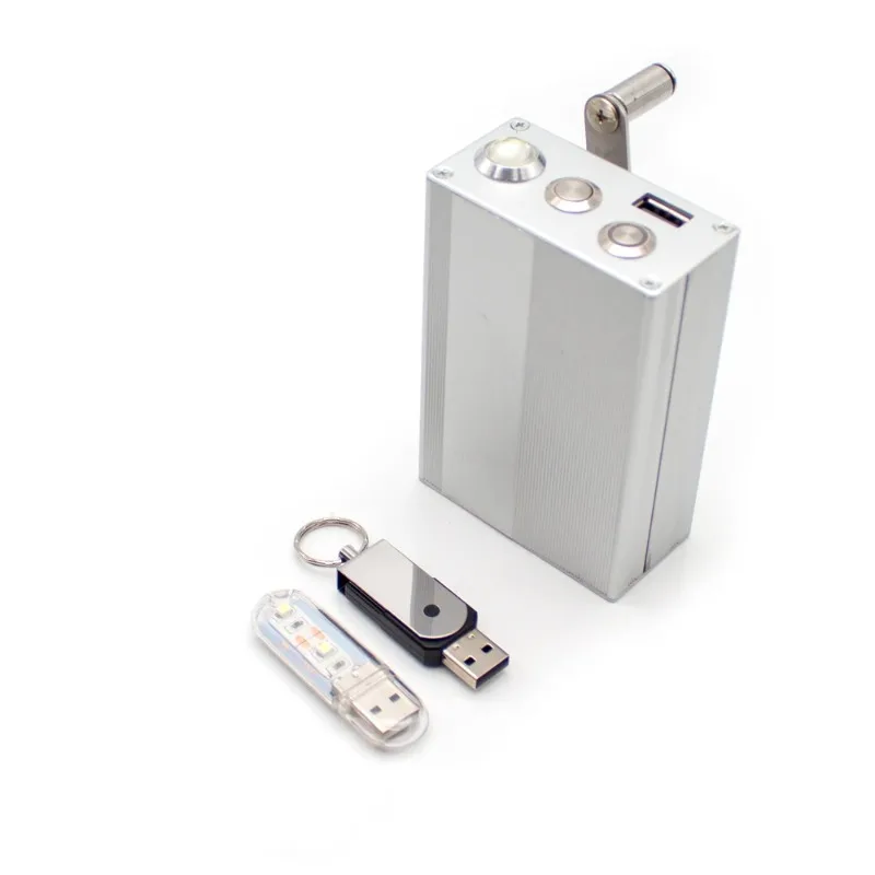 Portable DIY Hand-Cranked Generator Three-Phase Brushless Generator Full Aluminum Alloy Body 20F*3 Capacitor USB Output 5V 1A
