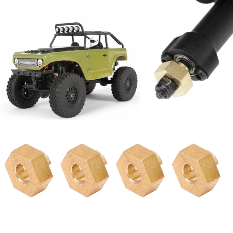 4Pcs 3MM Brass Wheel Hex Adapter Upgrage Parts For Axial SCX24 90081 1/24 RC Car