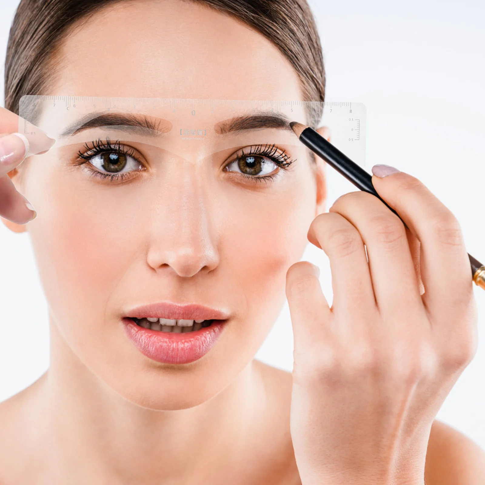 50 Stuks 1 Roll Wenkbrauw Shapers Make-Up Heerser Handig Wenkbrauw Mapper Brow Mapping Tool Positionering Meten Stencil Kit