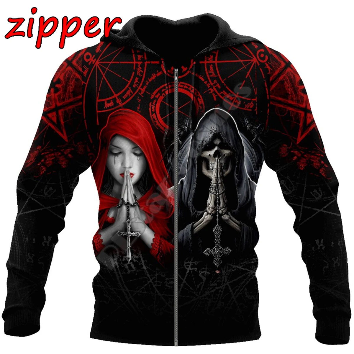 

Spring and Autumn 2024 Men's and Women's 3D Digital Printing Terror Skull Street Suit Harajuku Jacket Men's Sports Zip Hoodie