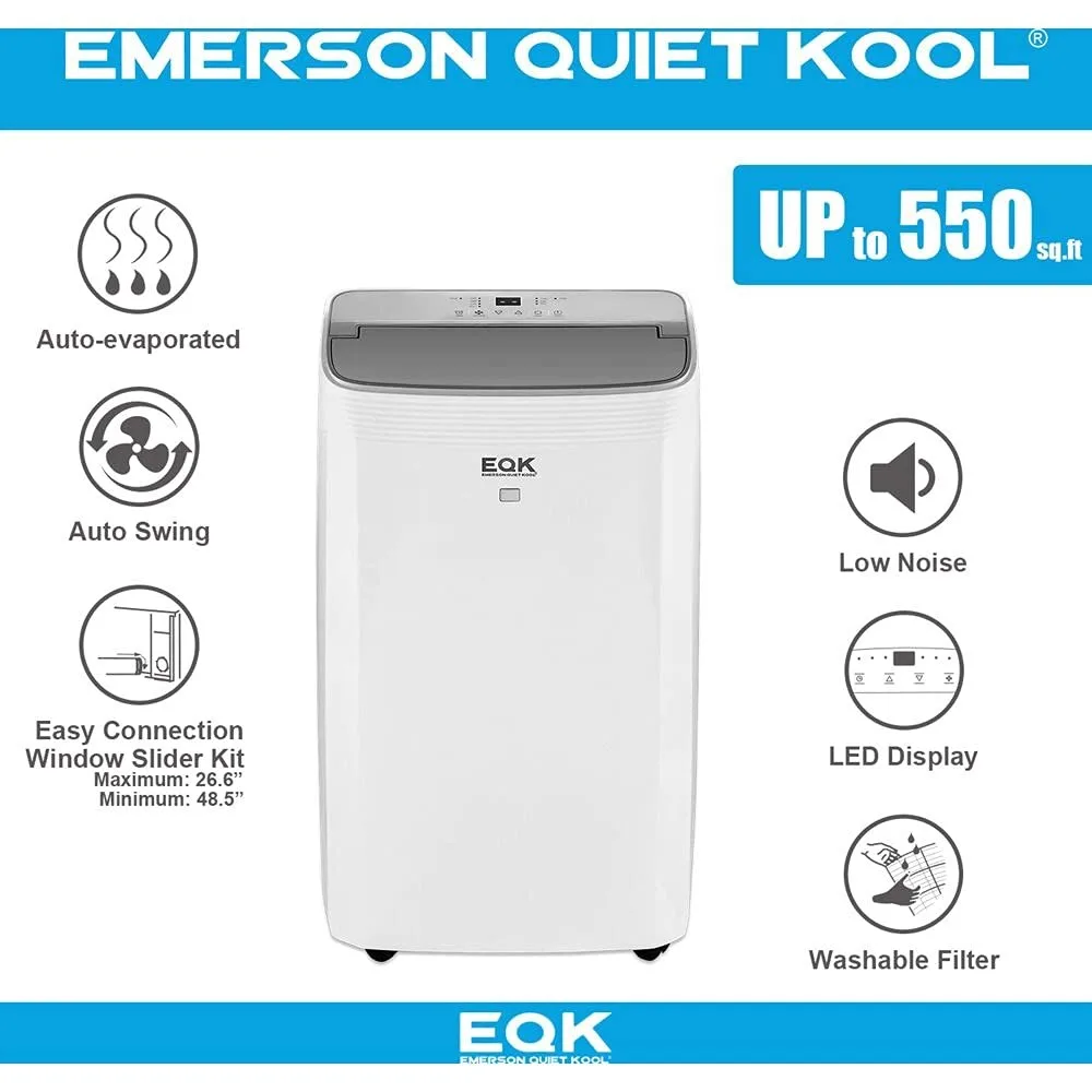 Emerson silent Kool 14000 BTU ASHRAE/10000 BTU DOE 115V портативный кондиционер с обогревателем, осушителем и дистанционным управлением,