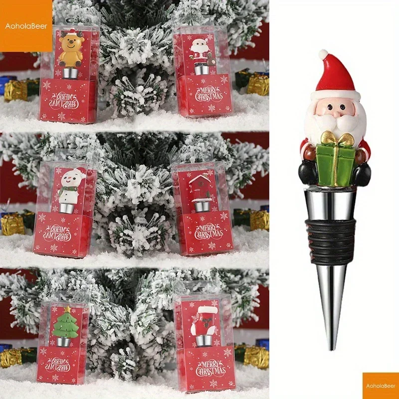 

1pc Christmas Gifts Wine Stopper Bar Party Decoration Crafts Snowman Fresh-keeping Wine Champagne Stopper Home Bar Bottle Decor