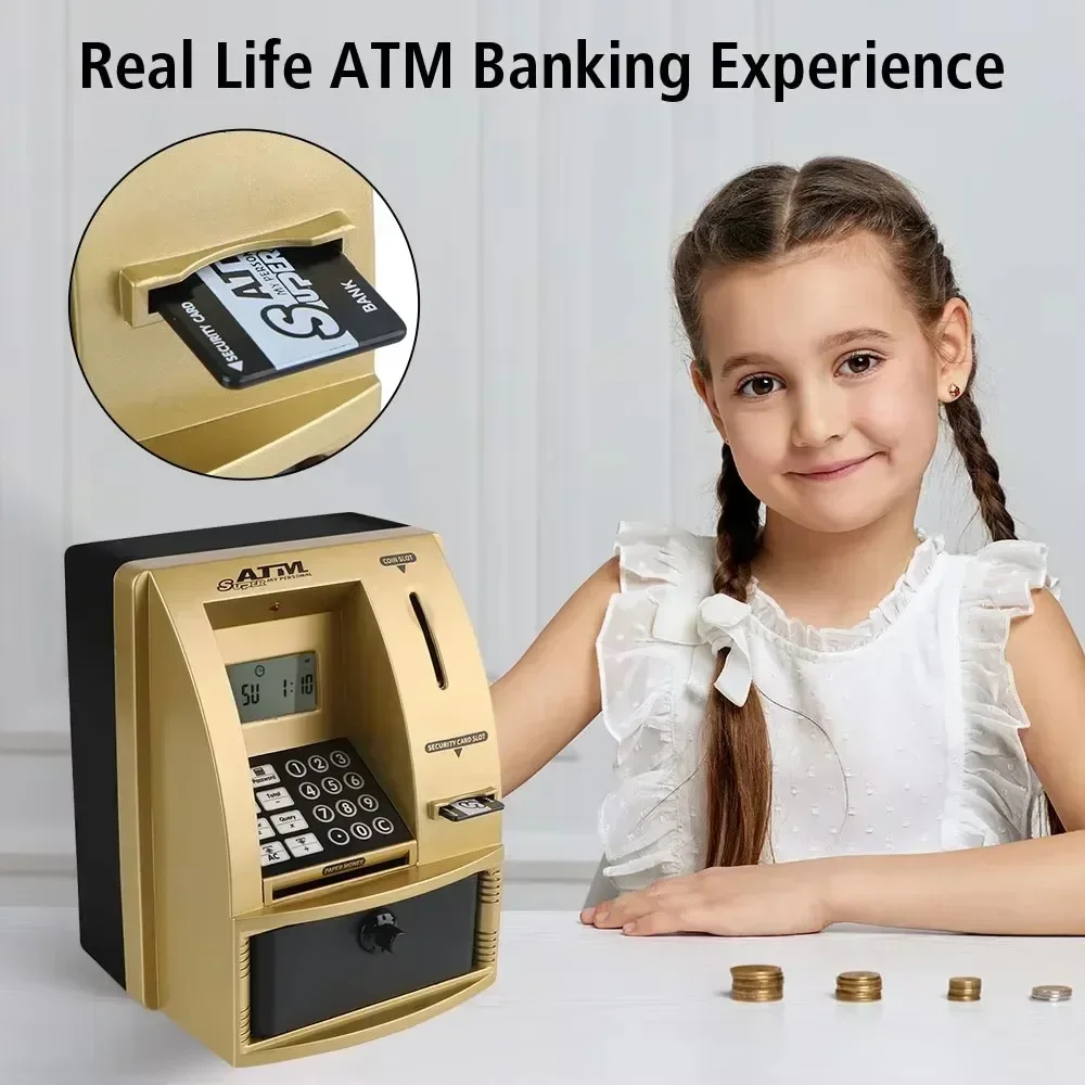 

Simulation Electronic Password Piggy Bank Children's Play House Automatic Banknote Storage ATM Bank Safe Toy Children's Gift